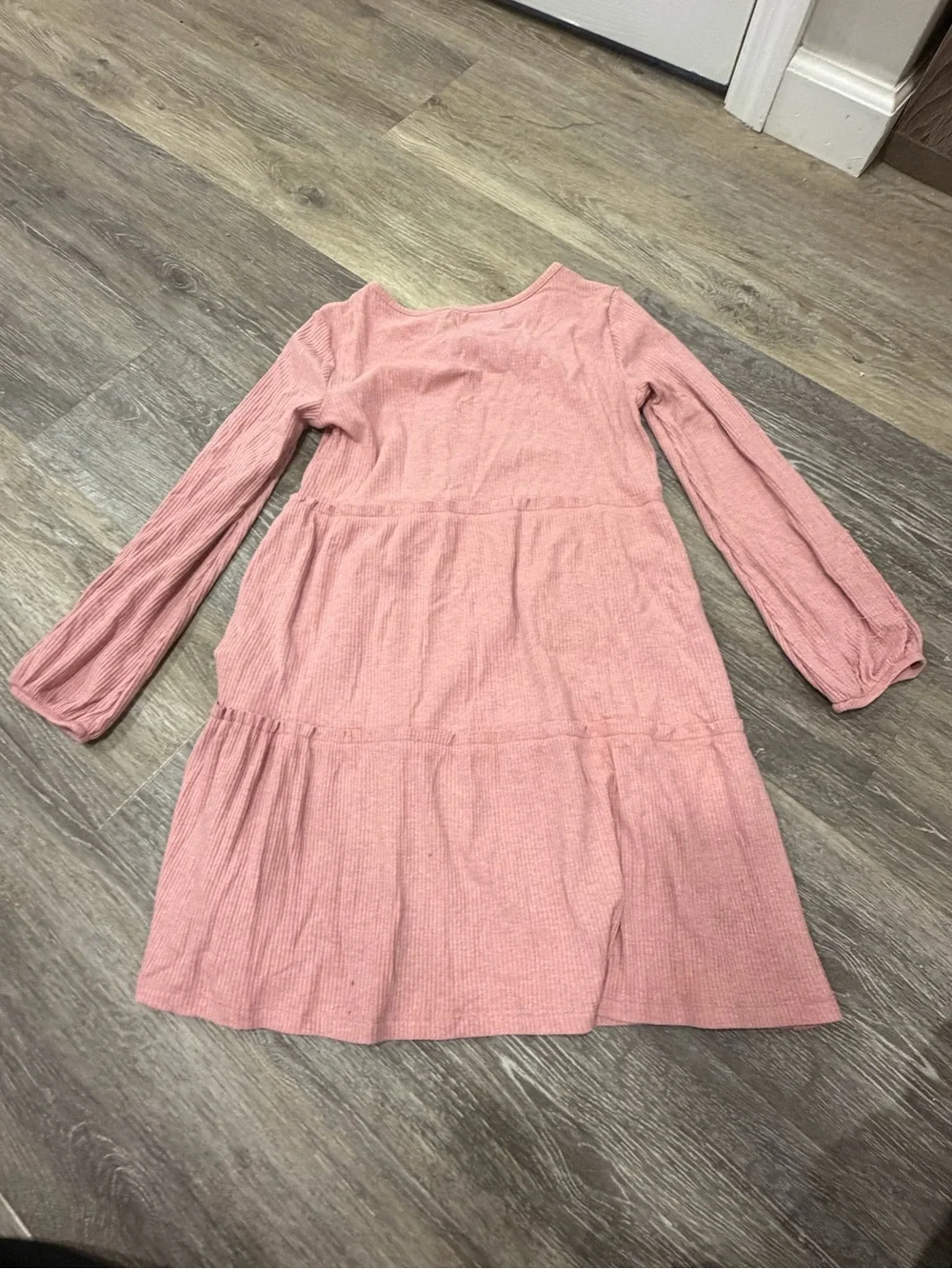 Old Navy Girls Long-Sleeve Tiered Dresses - Pink & Dark Green
